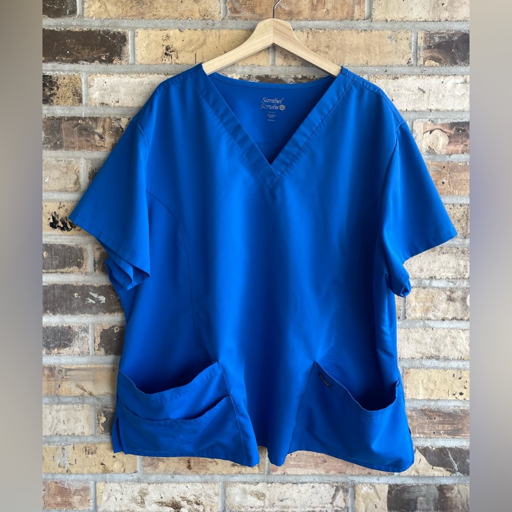 5 for $25🔥Sanibel Blue‎ Short Sleeve Scrub Top 4XL